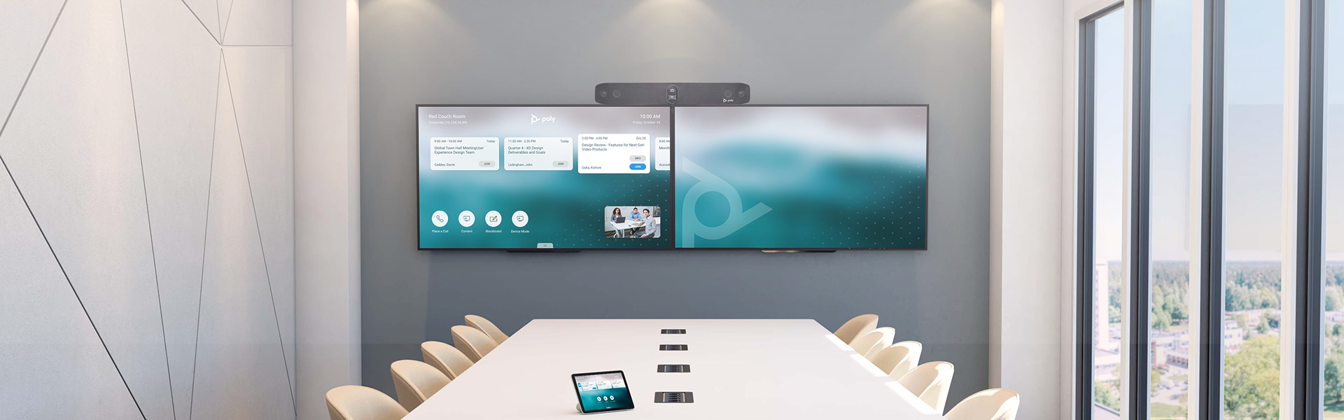 简设计，适合所有会议 快速布置会议室并投入使用--无需 PC 或 Mac 与远程与会人员建立更加密切的联系，提高协作效果 灵活：可在常用视频平台使用